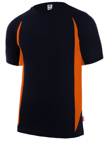 CAMISETA TECNICA BICOLOR M/C. NEGRO/NAR.FLOUR TALLA S-3XL